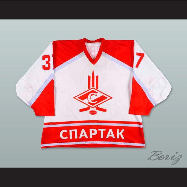 

andrei medvedev 37 moscow spartak hockey jersey custom any name any number size s-xxxl, Black;red