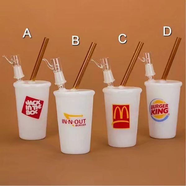 

Малый McDonalds Bubbler Cup Дешевые Стакан Bong Водопровод Dab Recycler Нефтяная вышка с пухом Cheech Мини-медовые чашки