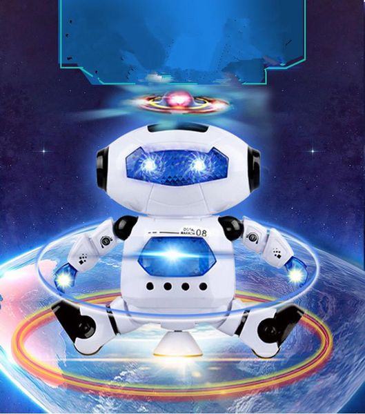 vendita calda Dancing Robot 360 Rotating Space Musical Walk Alleggerisci il giocattolo elettronico Natale Compleanno Le migliori gif per i giocattoli per bambini