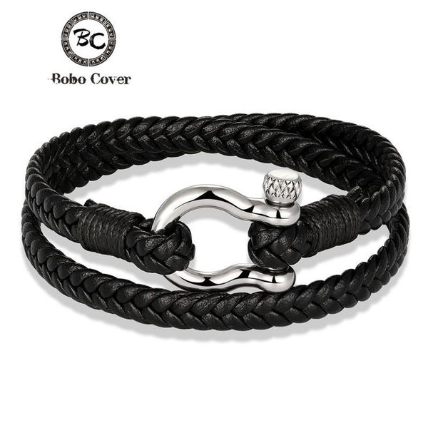 

black weave genuine leather stainless steel men couple multilayer wrap bracelets women jewelry homme pulseras, Golden;silver