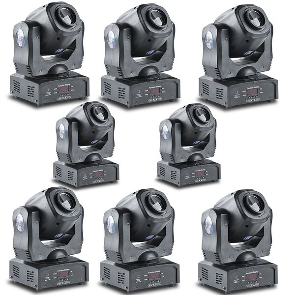 

mfl 8pcs mini 60w lumen led 9/15chs spot moving head stage light with 4 prise 2400lux/5m for disco party