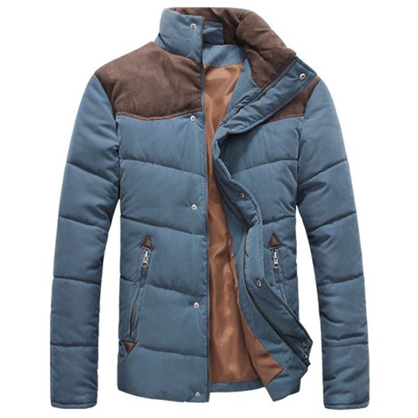 

2019 winter mens cotton jacket casual thick stand collar warm coat male brand velvet slim zipper overcoat outerwear -4xl, Tan;black