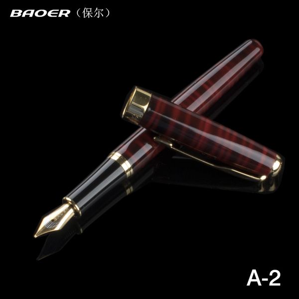 

baoer metal black fountain pen f nib ink pens school & office supplies stationery elegant pens for writing gift
