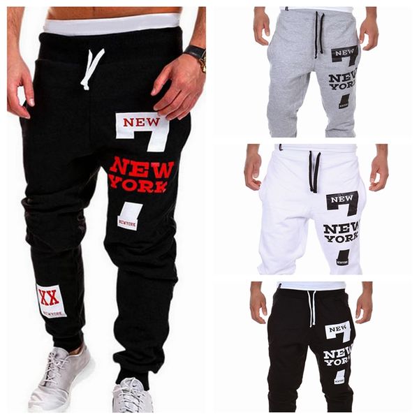 

heflashor men sweatpants joggers pant male loose casual cotton hip letter print trousers tracksuit streetwear fitness pants, Black