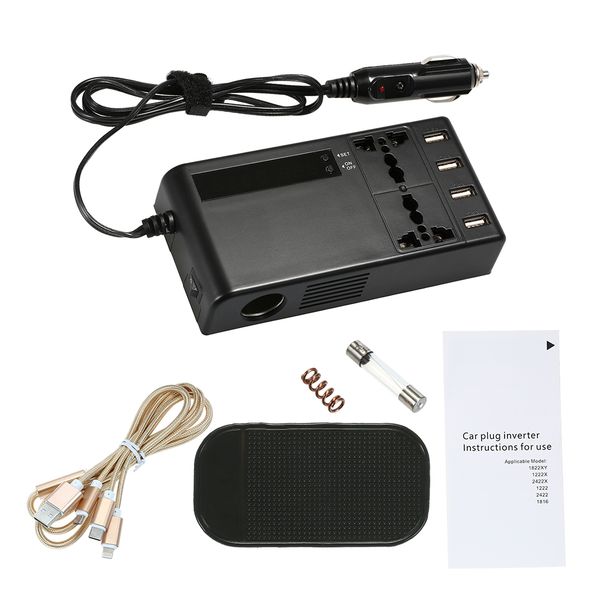 

power inverter dc 24v to 24v-220v ac car inverter outlets with usb port charger travel portable converter for lapphone