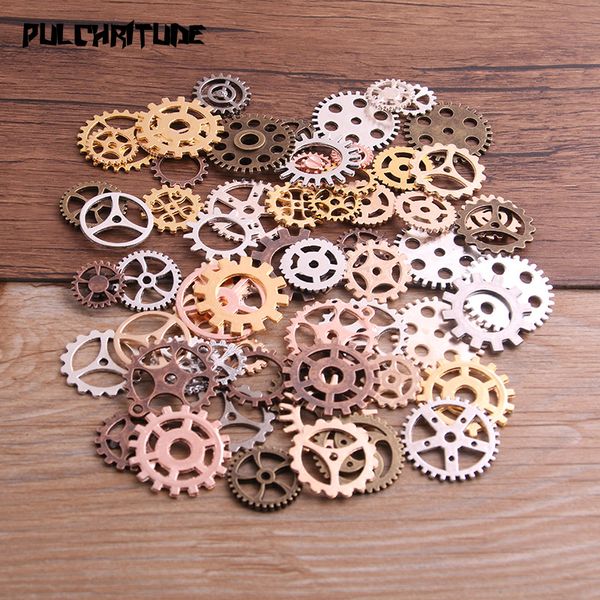 

pulchritude 20pcs 10color size 10-25mm mix alloy mechanical steampunk cogs & gears diy accessories new oct drop ship p6659, Bronze;silver