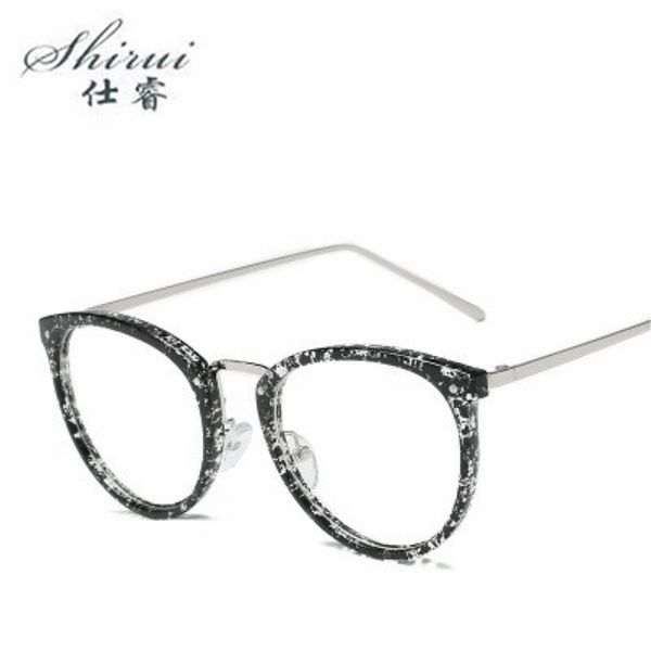 

fashion metal glasses frame women men vintage fake glassesround eye glasses female transparent optical frames, Black
