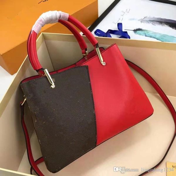 

ms presbyopic color matching leather shoulder his female handbag purses women messenger bags woman girls totes luxury handbag