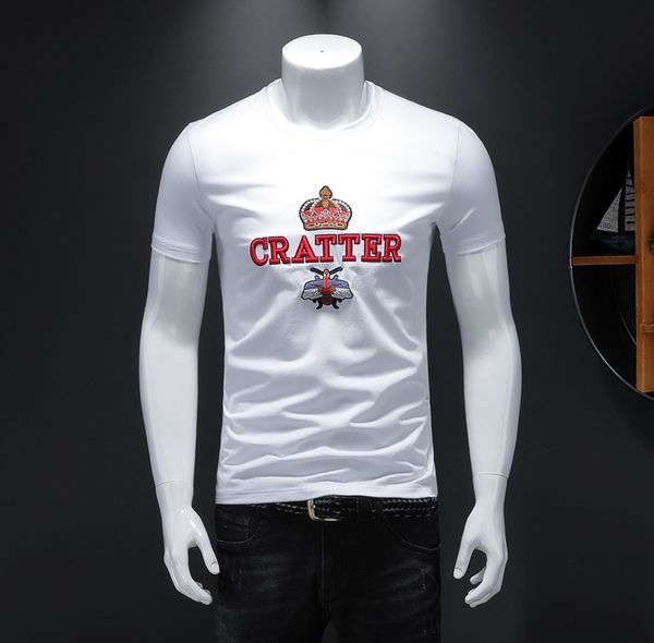 

2020 new summer casual mens designer t shirts short-sleeved streetwear slim crew neck tee cotton mens tshirt, White;black