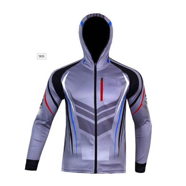 

новое лето рыбалка куртка дышащая солнцезащитный рыбалка рубашка menquick сухое с длинным рукавом с капюшоном рубашки, Gray;blue