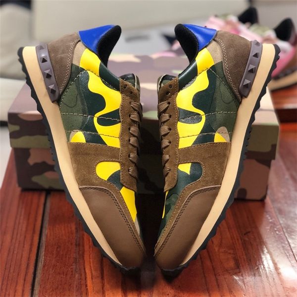 

new camouflage en cuir rock et runner sneakers chaussures hommes, femmes rock stud casual camo loisirs unisexe formateur chaussures 35-46, Black