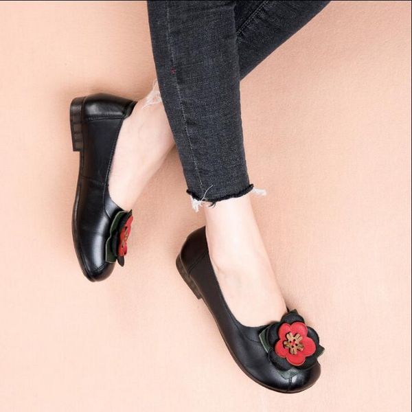

handmade shoes woman genuine leather flat fashion loafers female casual shoes women flats cs01, Red;white