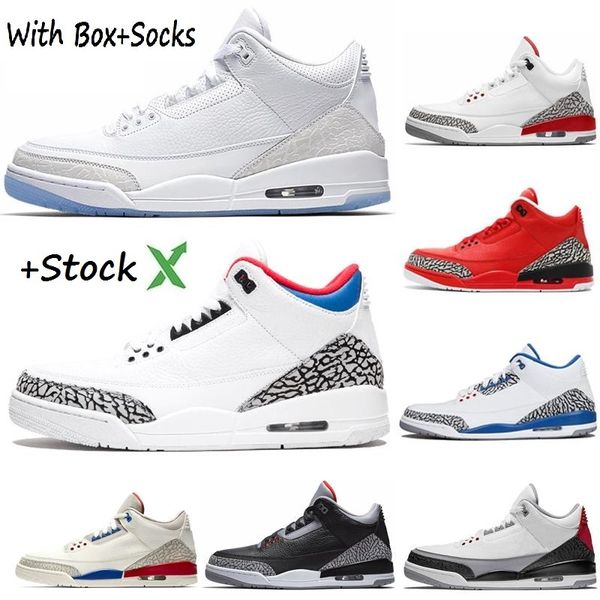 

with box high quantity 3 wolf grey designer basketball shoes men sport blue black white cement sport true blue retro j3 sneakers trainers