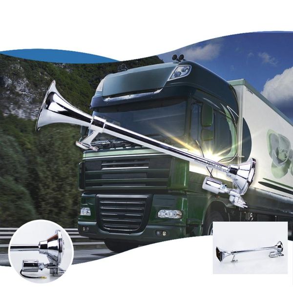 

chrome truck air horn for big rigs loud single long tube trumpets 64cm chrome plated metal.super loud marine grade finish car