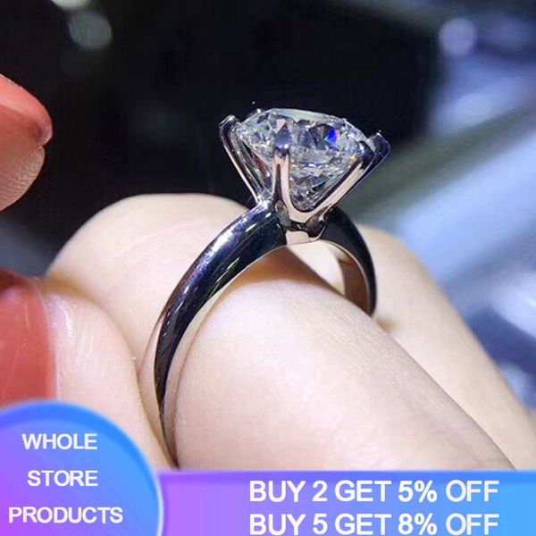 

with certificate all whole 925 silver rings solitaire 1.5ct zirconia diamond engagement ring wedding band women gift r121, Golden;silver