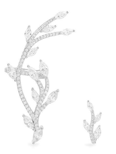 

2020 latest asymmetric leaf earrings insert crystal drill festival leaf ear clip earrings, Golden