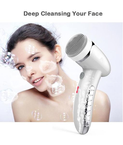 

4 in 1 multifunction ipx6 waterproof electric face massage spa brush deep cleansing makeup remover silicone facial brush 4 heads