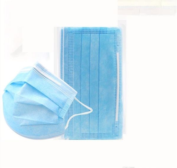 

dhl face3 face mask layers blue 3 ply mouth er masks earloop pp non woven fabric 24h ship in stock jfyo