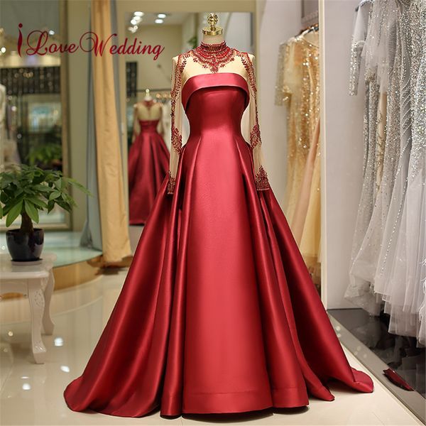 

in stock evening dress long sleeves gorgeous beaded elastic satin a line formal long real p evening gowns 2018, White;black