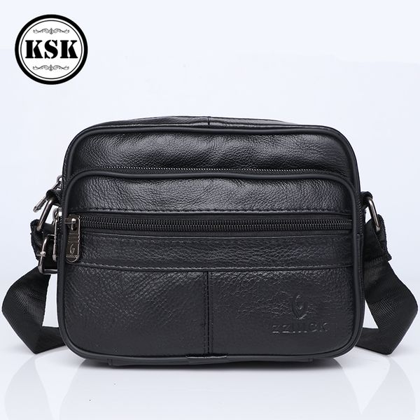 

men's genuine leather bag small shoulder bag men messenger bags 2019 new fashion male crossbody flap luxury sling bags ksk cj191129, Black;red
