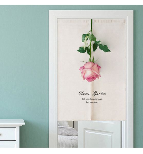 

pink rose door curtain bedroom living room partition curtain feng shui japanese noren