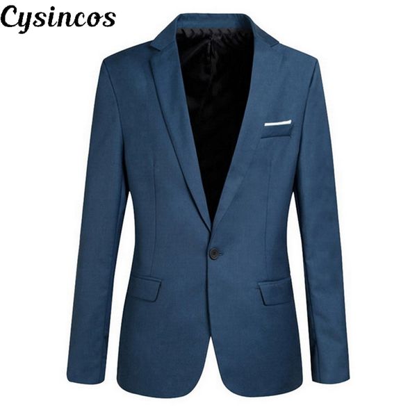 

cysincos 2019 new korean men blazer casual slim fit office suit autumn winter jacket coat formal blazer men's business blazers, White;black