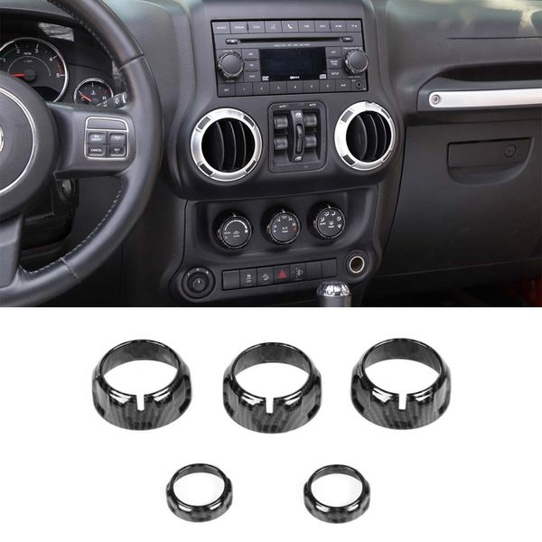 

5pcs/set car air condition audio adjust switch knob decoration rings for wrangler jk 2011-2017 car trim styling