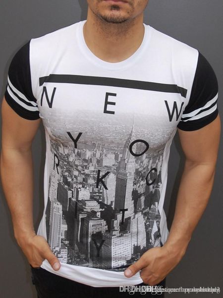 

new york letters mens t shirts summer fashion short sleeved o-neck printed tees, White;black