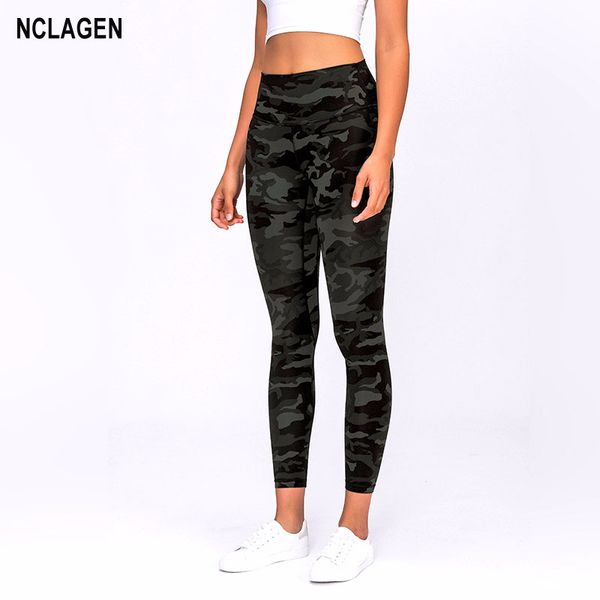 

nclagen yoga pants high waist gym leggings sport women fitness squat proof workout running tummy control bulift camo tights, White;red