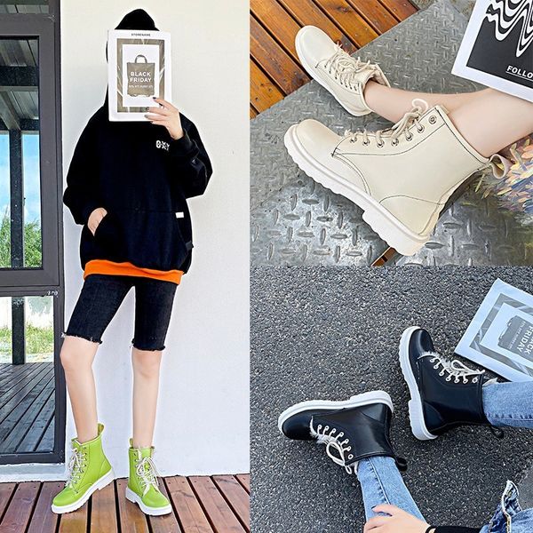 

winter plush keep warm boots women round toe lace-up fashion boots ladies shoes woman low-heeled motorcycle mujer, Black