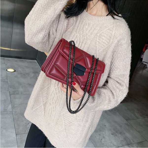 

pu leather women handbag fashion rivet design shoulder messenger bags lady clutch bag purse mini small square package hand bag
