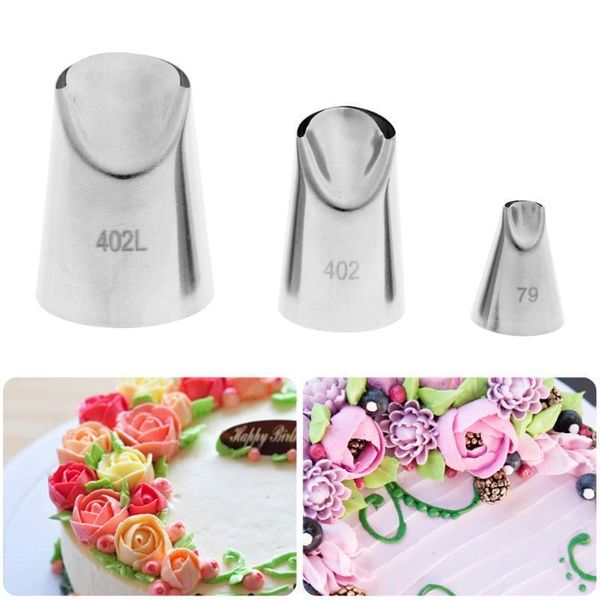 

3 pcs biscuit cookies cake diy decorating tip sets dessert decorators piping cream pastry bag kitchen baking tool bakeware