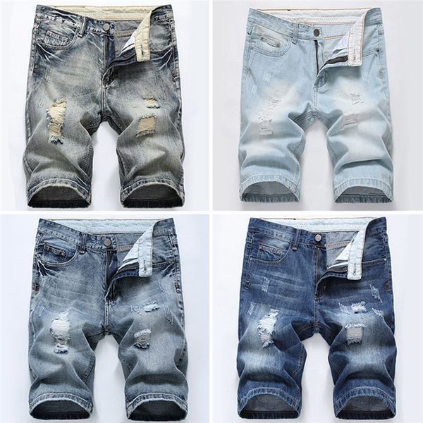 

12 colors summer denim shorts plus size ripped denim shorts european and american baggy ripped jeans, Blue