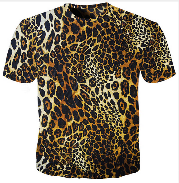 

new fashion men / women leopard funny 3d t-shirt casual short-sleeve t-shirt summer rzc0125, White;black