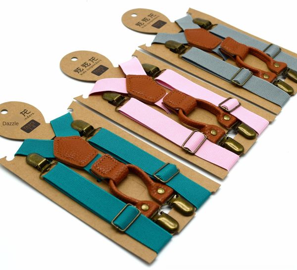 

children's solid color belt band band elastic elastic belt 4 clip pants clip baby pants strap, Black;white