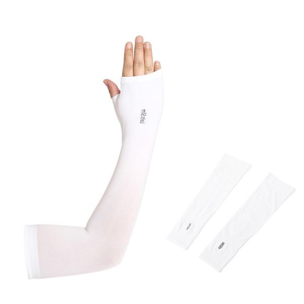 

hobbylane ice fabric breathable uv protection running arm sleeves fitness basketball elbow pad sport cycling outdoor arm warmers, Black