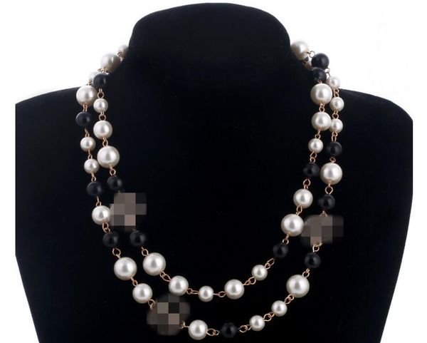 

2019 ccbrand дизайнер длинный свитер цепи ошейник макси ожерелье имитация перл цветы ожерелье женщины ювелирные изделия femme, Silver
