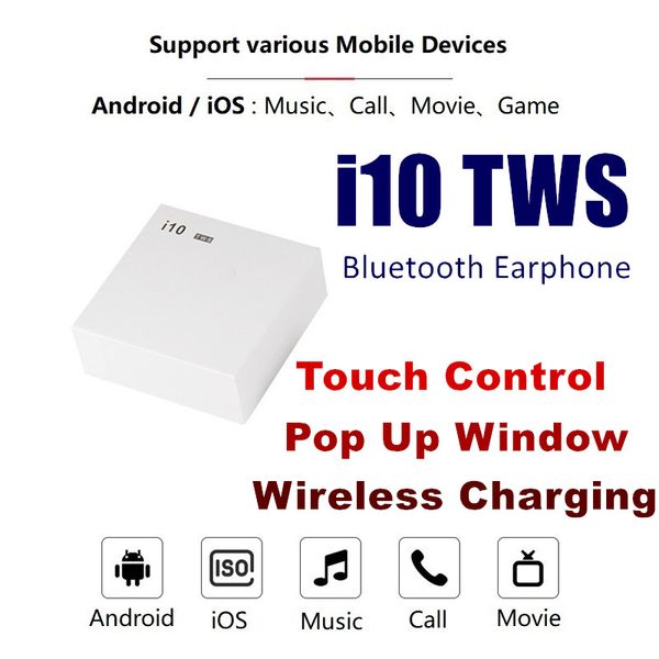 

i10 tws bluetooth 5.0 беспроводная зарядка bluetooth наушники с поддержкой всплывающего окна Н