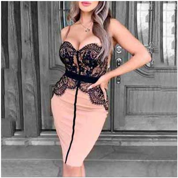 

women dress ladys womens pack hip strap dresses lady lace stitching dress 2020 new style summer skirt party style, White;black