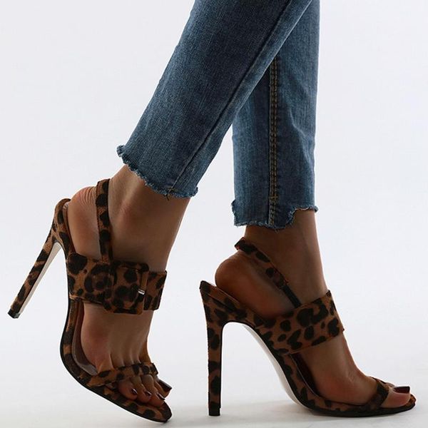 

leopard high sandals women shoes thin high heel ladies causal sandal open toe leisure shoe for ummer strap sandals, Black
