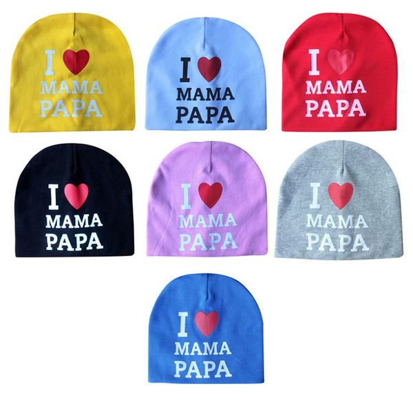

ребенка шляпу новорожденного младенца хлопка я люблю mamadad печать шапки головные уборы для девочек вязаные шапочки 2020, Yellow