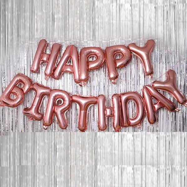 100sets / lote 16inch feliz aniversário de alumínio filme balloons decoração de festa de aniversário cores balão ouro prata 13 pcs / set