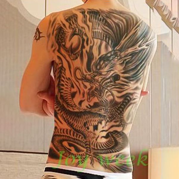 Acheter Attoo Pour Les Femmes Entières De Dragon De Grande Taille Dos étanche Hommes De Tatouage Temporaire Autocollant Loup Autocollants Tatto éclair