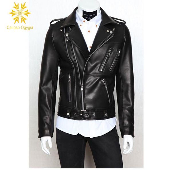 

classic new arrivel men's black ridge real leather moto jacket motorcycle jacket retro leather jackets men xxl coml75