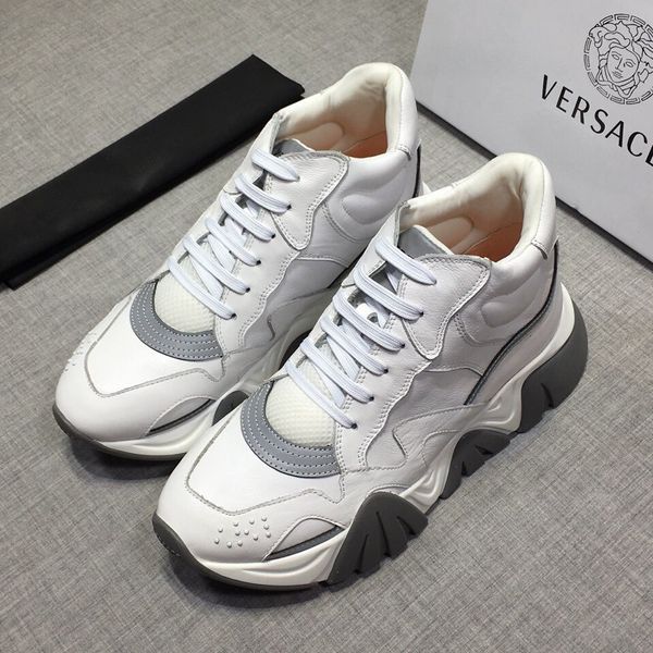 

new style high-end luxury men's casual basketball sneakers fashion design brand platform men's shoes classic vintage medusa patter, Black