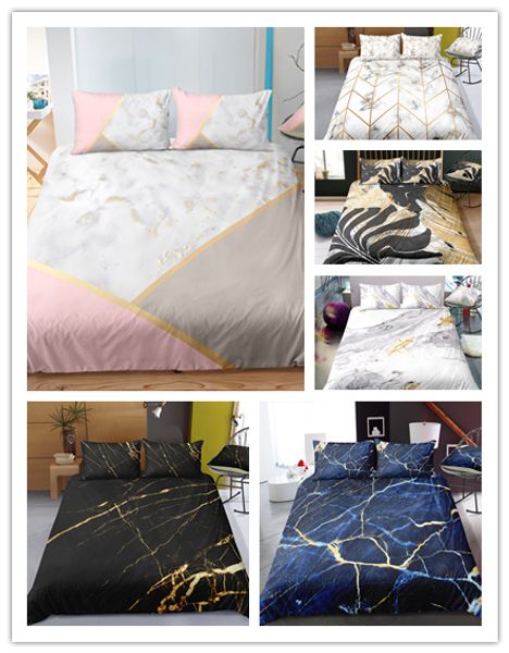 

fashion modern mable stone pattern printing bedding sets with pillowcases 2/3 pcs