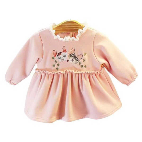 

winter newborn infant baby girls dress long sleeve pink cat dress outfits set clothes for 0-24 month baby girls clothes, Red;yellow