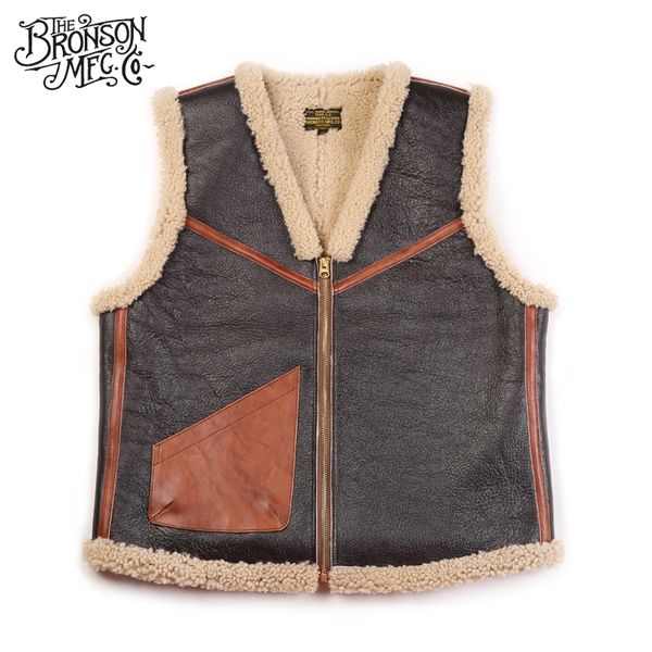 

bronson usaaf type c-3 winter shearling flight vest vintage men's flying jackets, Black;white