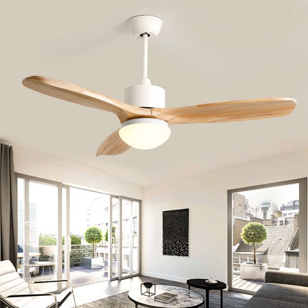 

Nordic Loft Led Ceiling Fan Light Fashion Double Color Change Living Room Restaurant Cafe Wooden Fan Lamp With Remote Control