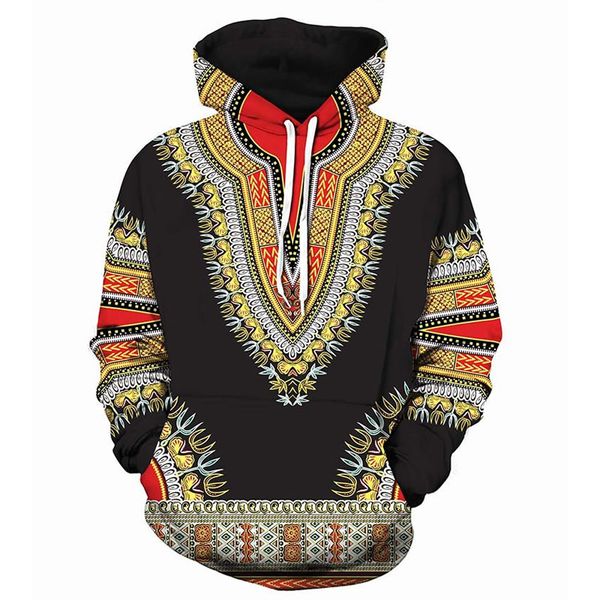 

2018 new large size 3d hoodie dashiki african cotton men women hoodies sweatshirts 3d hoodie sweatshirt for moletom feminino, Black